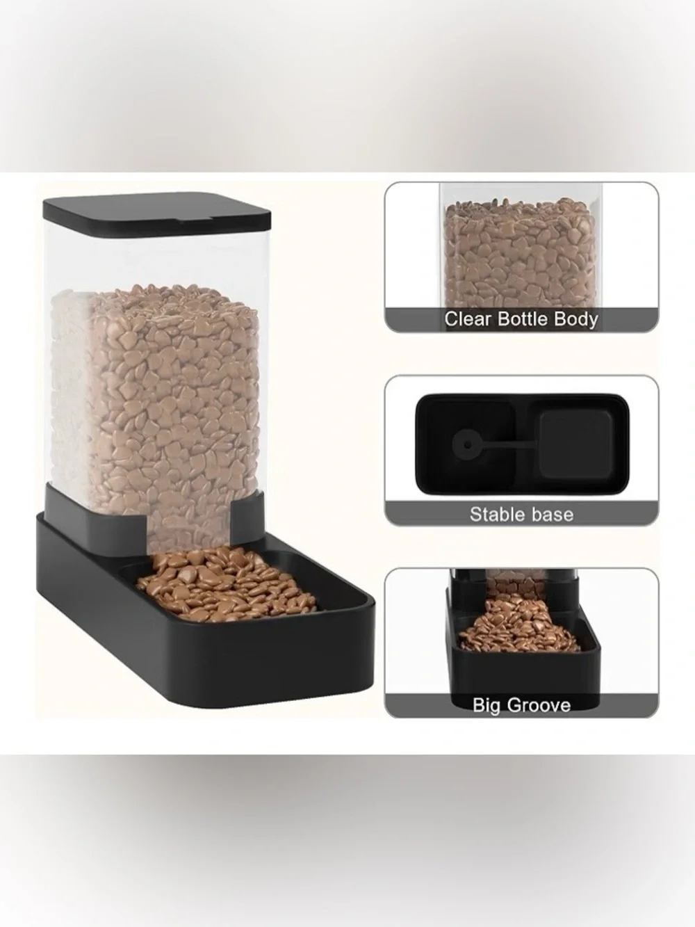 Automatic Cat Feeder and Water Dispenser in Set with Pet Food Bowl,(3.3L,Black)